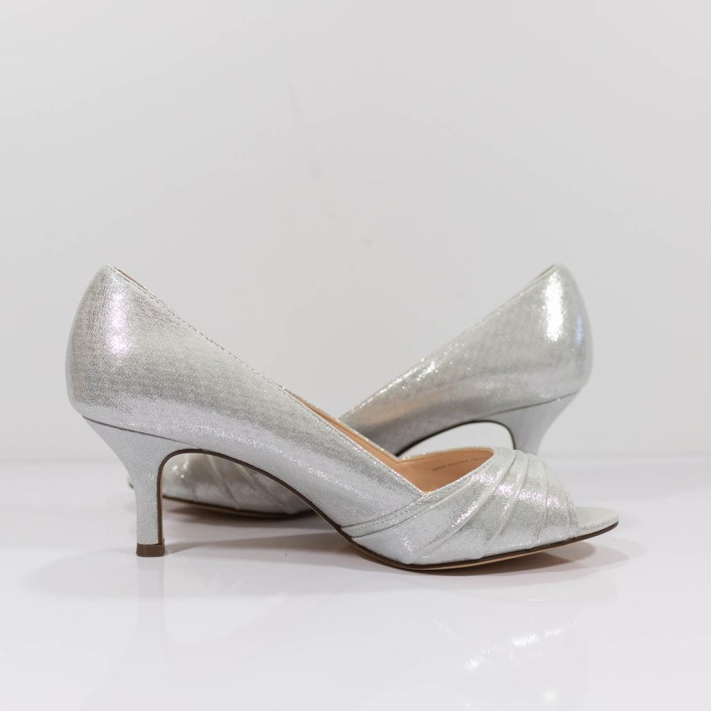 Nina Chezare Metallic Peep Toe Wedding Pumps - Picture 10 of 15